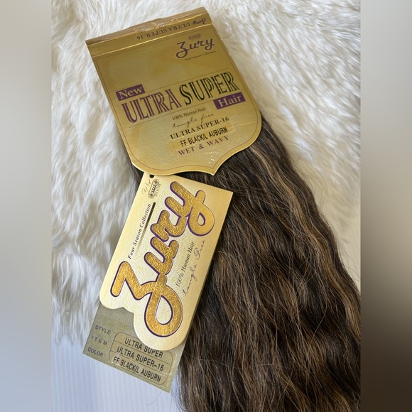 Human hair Extensions - 16 In Black AuBurn - ( dark Blonde Highlights) - Picture 3 of 6